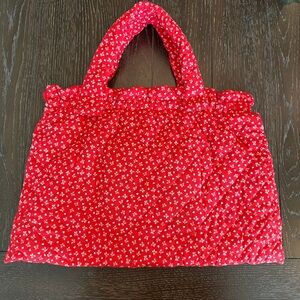 Vintage Quilted Tote Hinged Top to Stay Open PERFECT FOR CROCHETERS OR CRAFTERS!